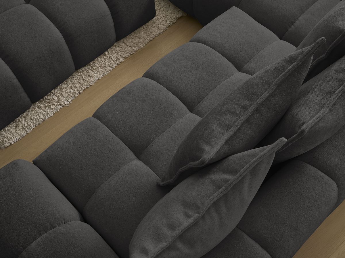 Canapé d'angle L convertible coffre EVEREST tissu texturé avec pouf