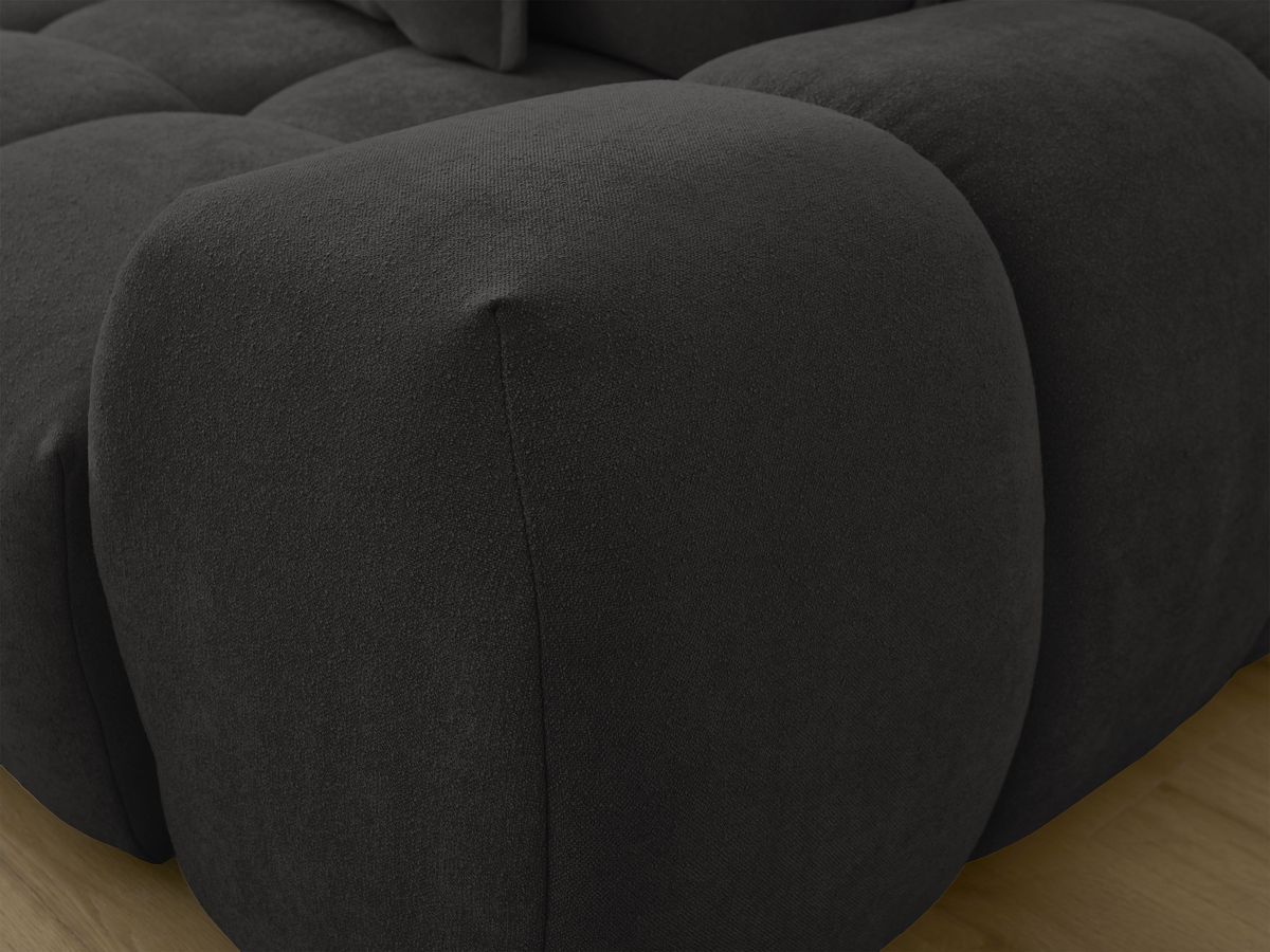 Canapé d'angle L convertible coffre EVEREST tissu texturé avec pouf
