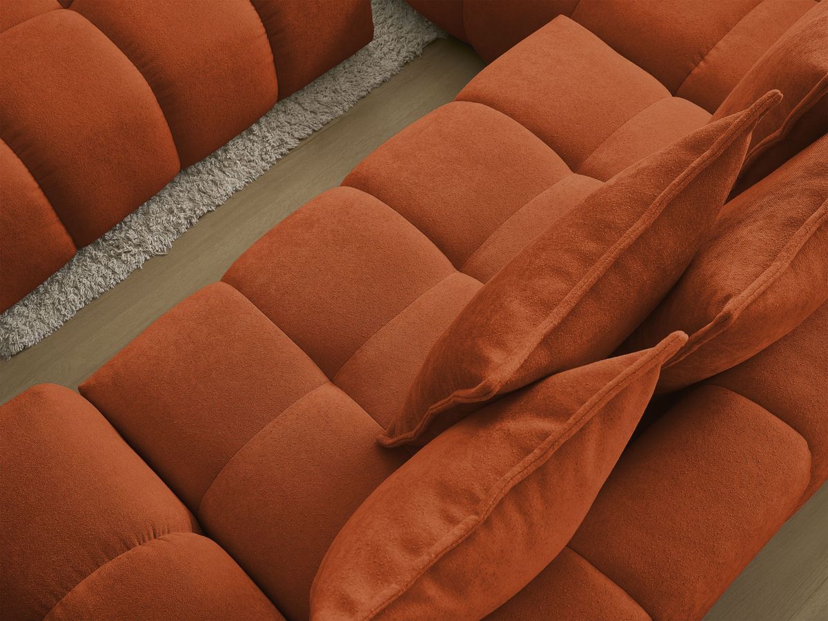 Canapé d'angle L convertible coffre EVEREST tissu texturé avec pouf