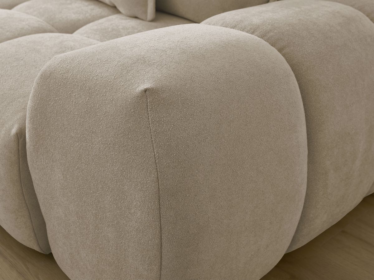 Canapé d'angle L convertible coffre EVEREST tissu texturé avec pouf