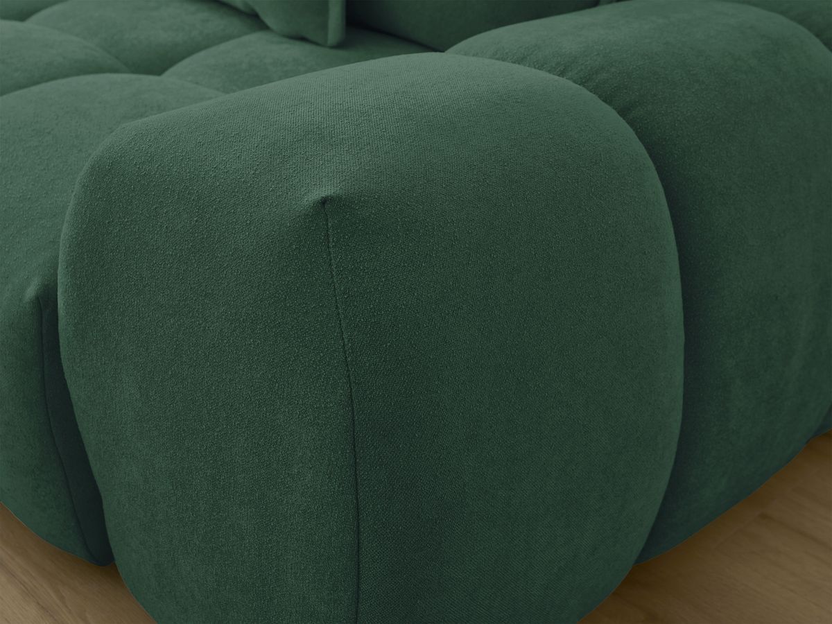 Canapé d'angle L convertible coffre EVEREST tissu texturé avec pouf