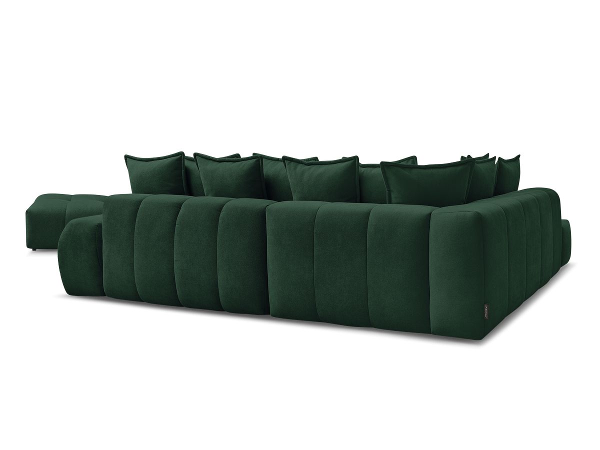 Canapé d'angle L convertible coffre EVEREST tissu texturé avec pouf