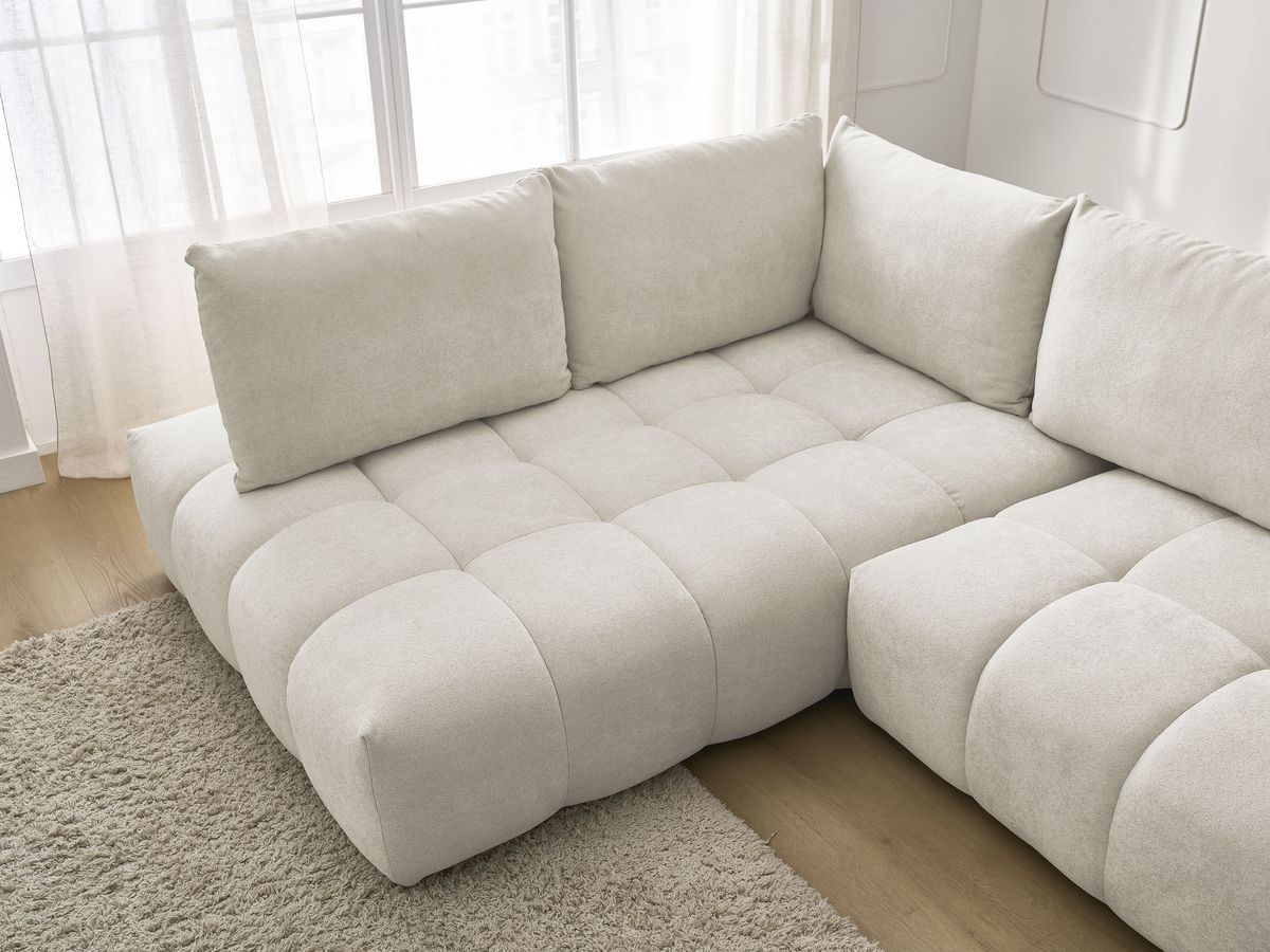 Canapé d'angle L convertible coffre EVEREST tissu texturé