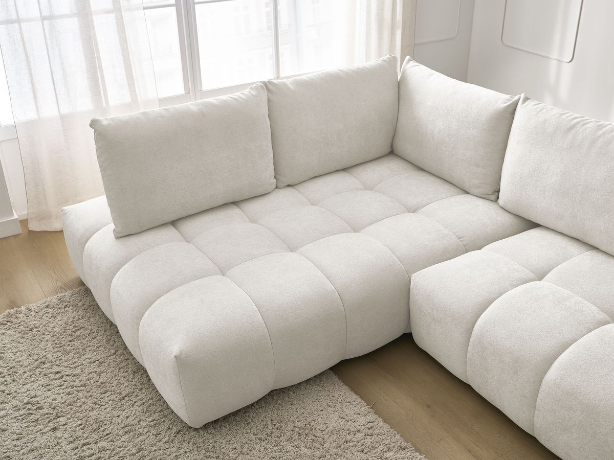 Canapé d'angle L convertible coffre EVEREST tissu texturé
