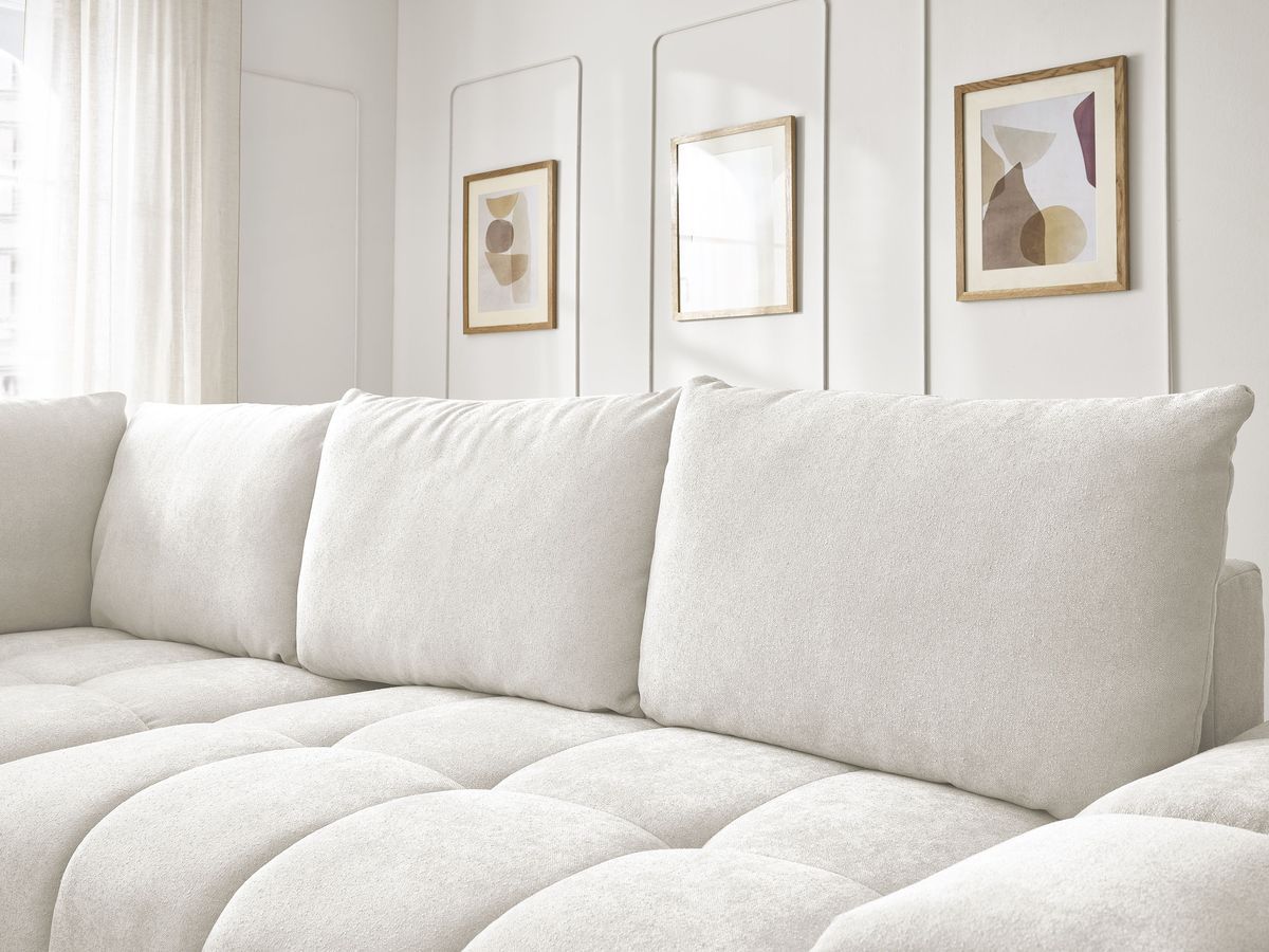 Canapé d'angle L convertible coffre EVEREST tissu texturé