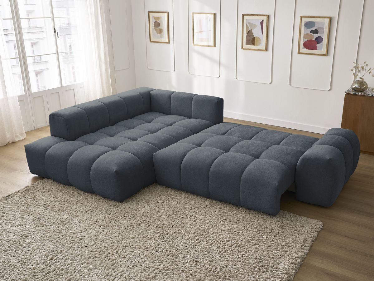 Canapé d'angle L convertible coffre EVEREST tissu texturé