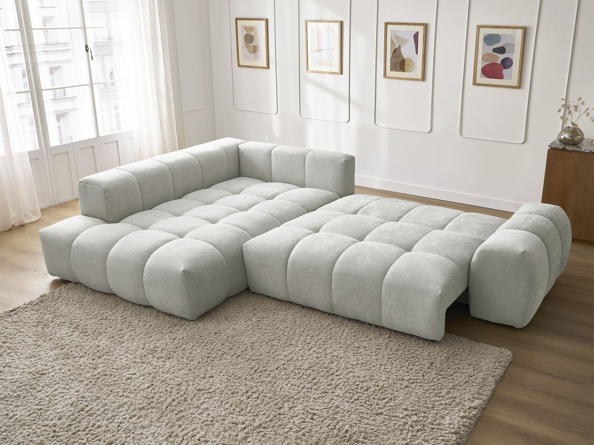 Canapé d'angle L convertible coffre EVEREST tissu texturé