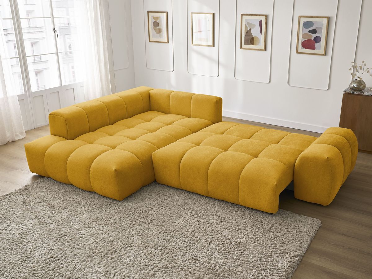 Canapé d'angle L convertible coffre EVEREST tissu texturé