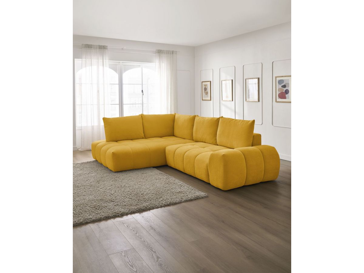 Canapé d'angle L convertible coffre EVEREST tissu texturé