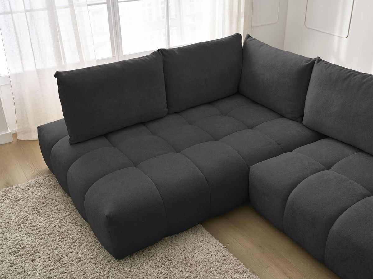 Canapé d'angle L convertible coffre EVEREST tissu texturé
