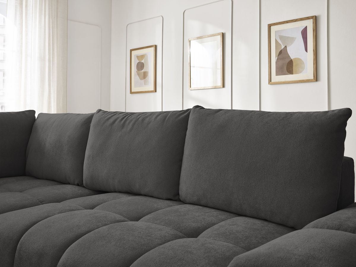Canapé d'angle L convertible coffre EVEREST tissu texturé