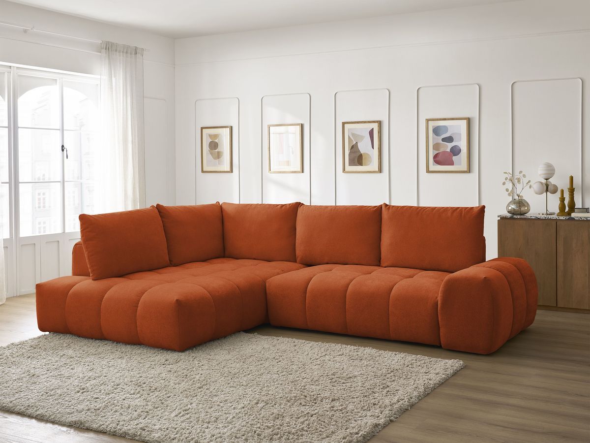 Canapé d'angle L convertible coffre EVEREST tissu texturé