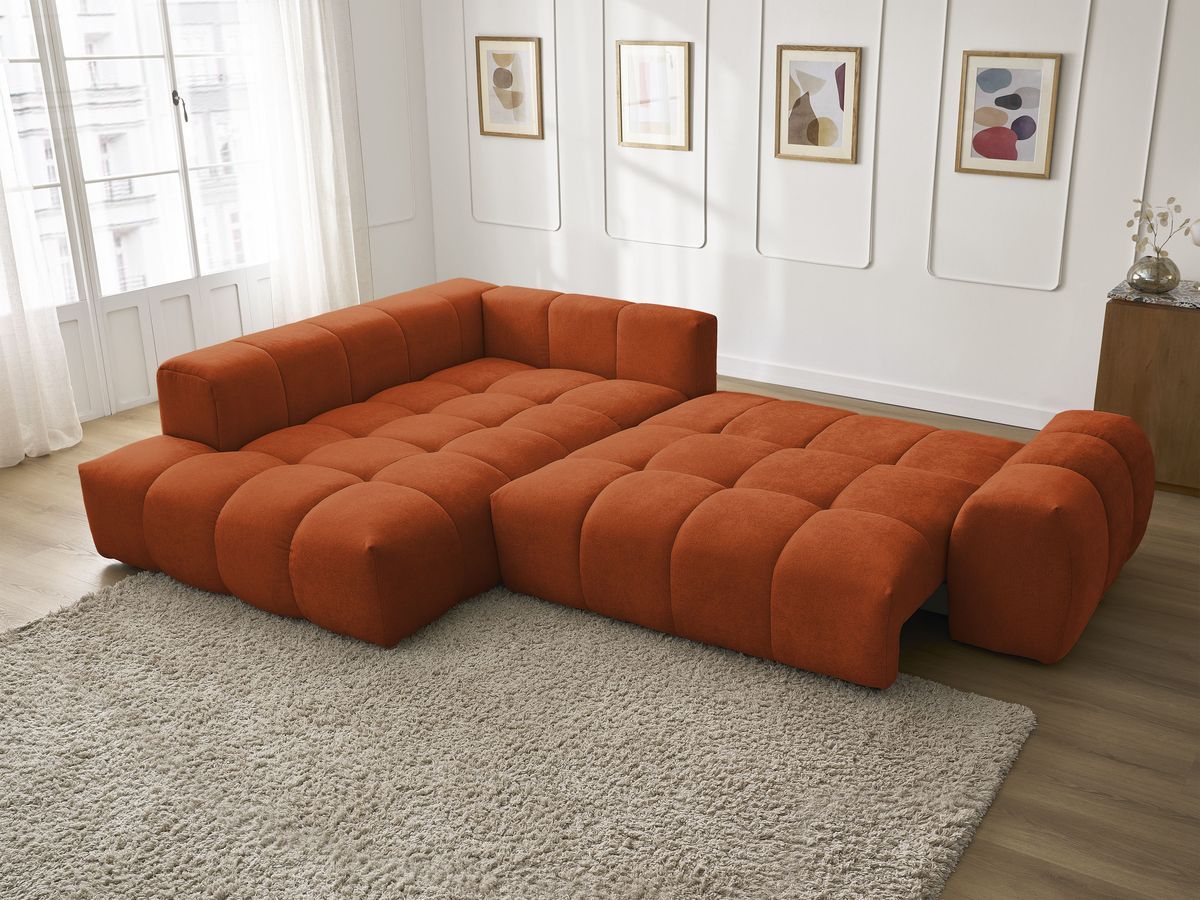 Canapé d'angle L convertible coffre EVEREST tissu texturé