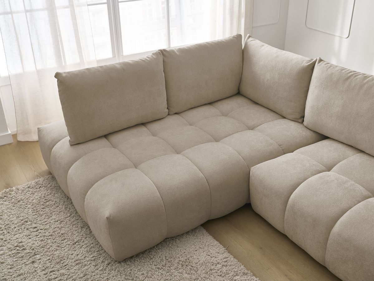 Canapé d'angle L convertible coffre EVEREST tissu texturé