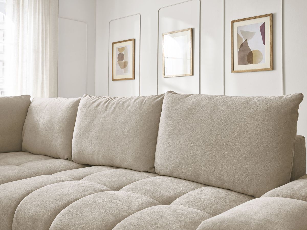 Canapé d'angle L convertible coffre EVEREST tissu texturé