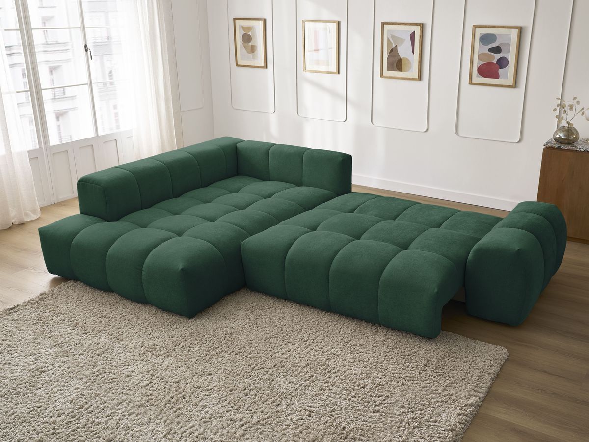 Canapé d'angle L convertible coffre EVEREST tissu texturé