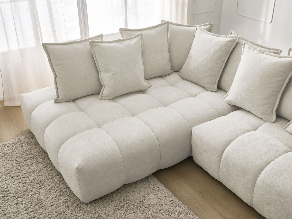 Canapé d'angle L convertible coffre EVEREST tissu texturé
