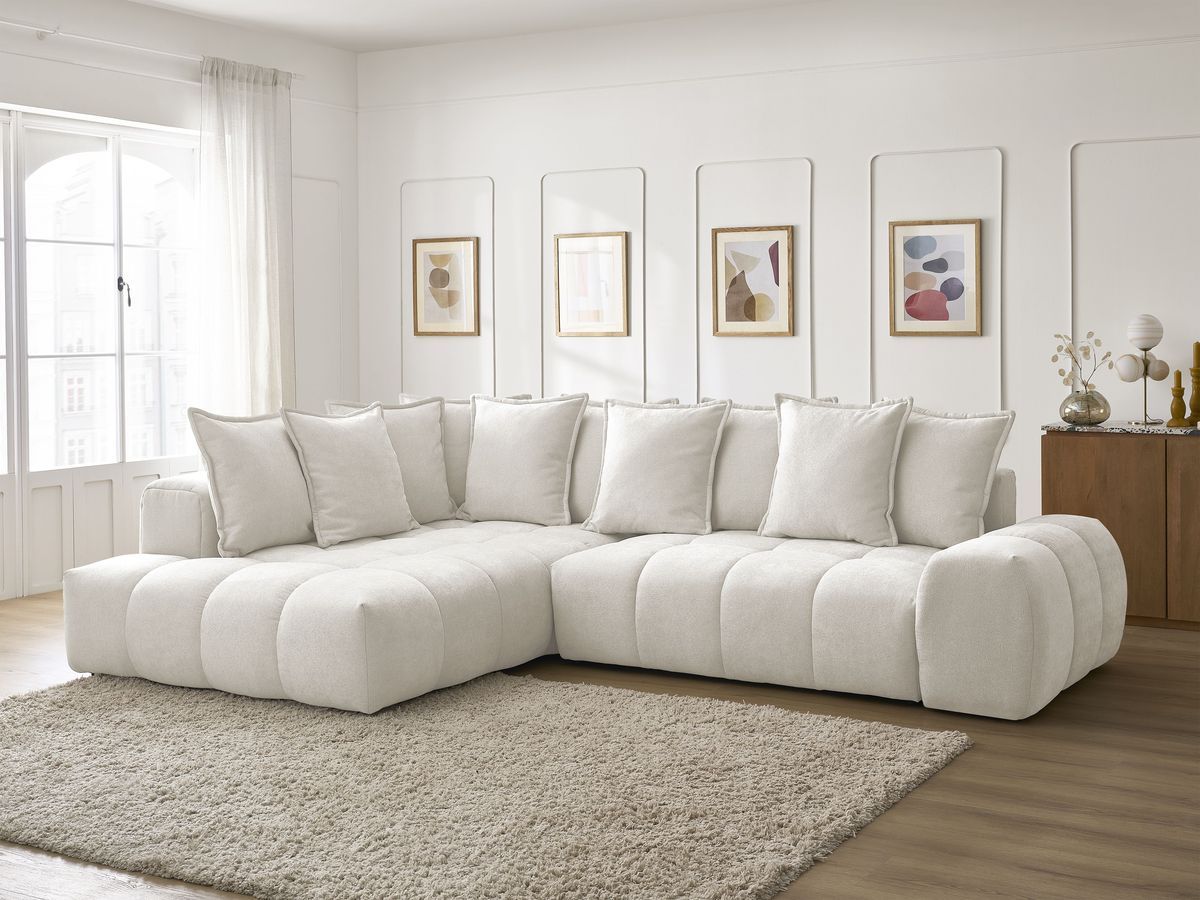 Canapé d'angle L convertible coffre EVEREST tissu texturé