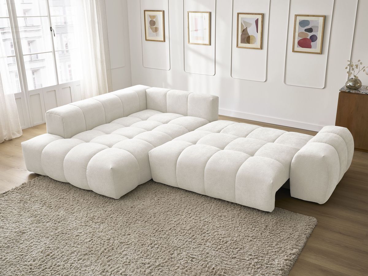 Canapé d'angle L convertible coffre EVEREST tissu texturé