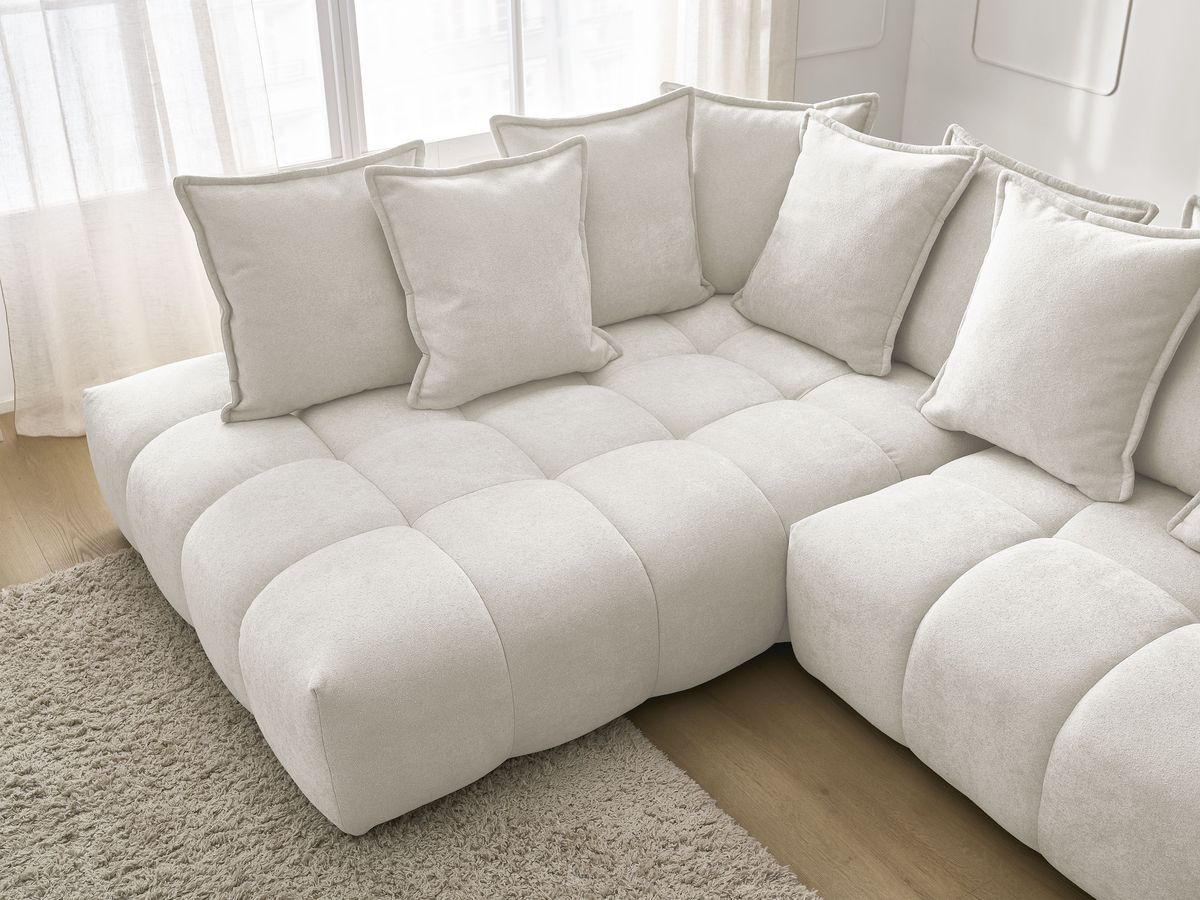 Canapé d'angle L convertible coffre EVEREST tissu texturé