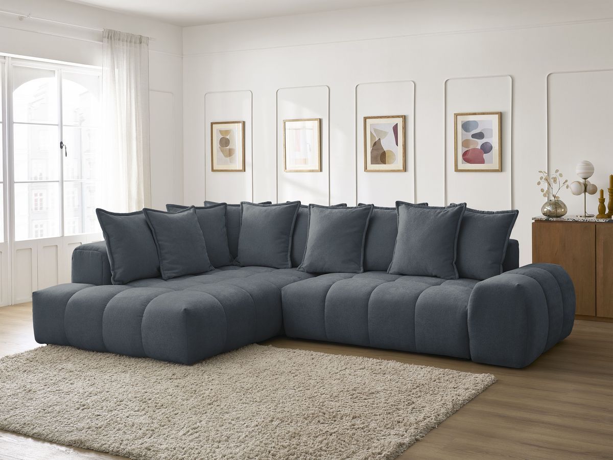 Canapé d'angle L convertible coffre EVEREST tissu texturé