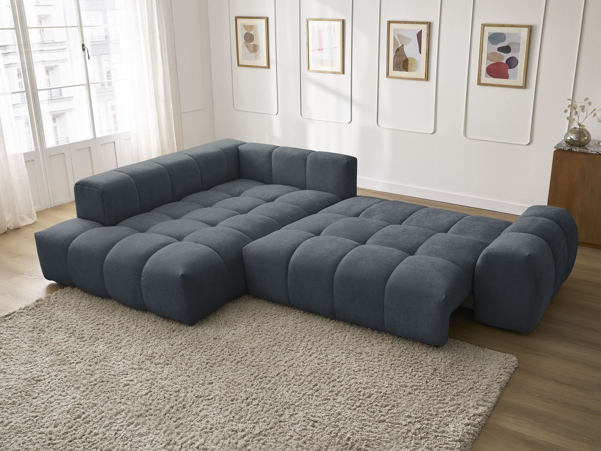 Canapé d'angle L convertible coffre EVEREST tissu texturé