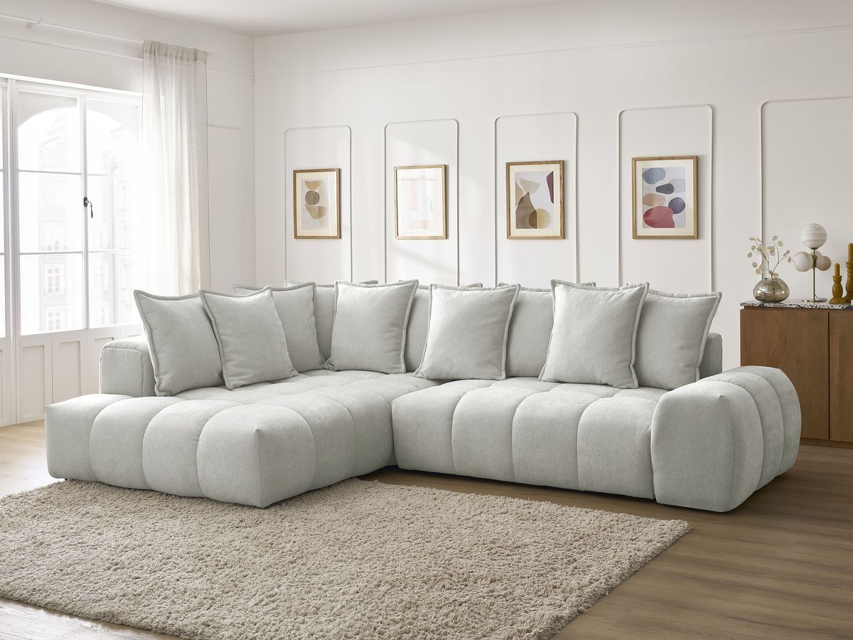 Canapé d'angle L convertible coffre EVEREST tissu texturé