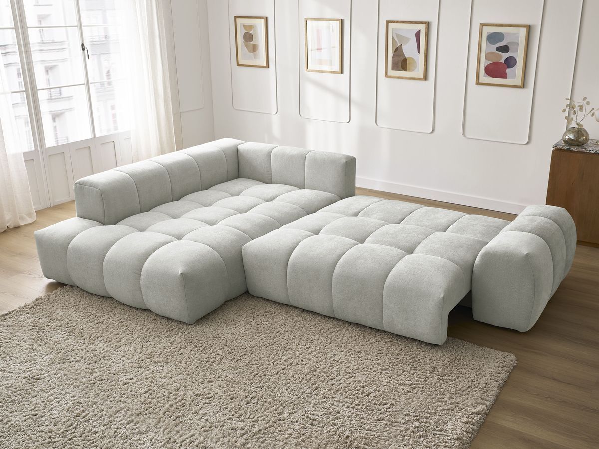 Canapé d'angle L convertible coffre EVEREST tissu texturé
