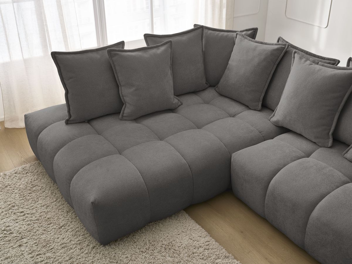 Canapé d'angle L convertible coffre EVEREST tissu texturé