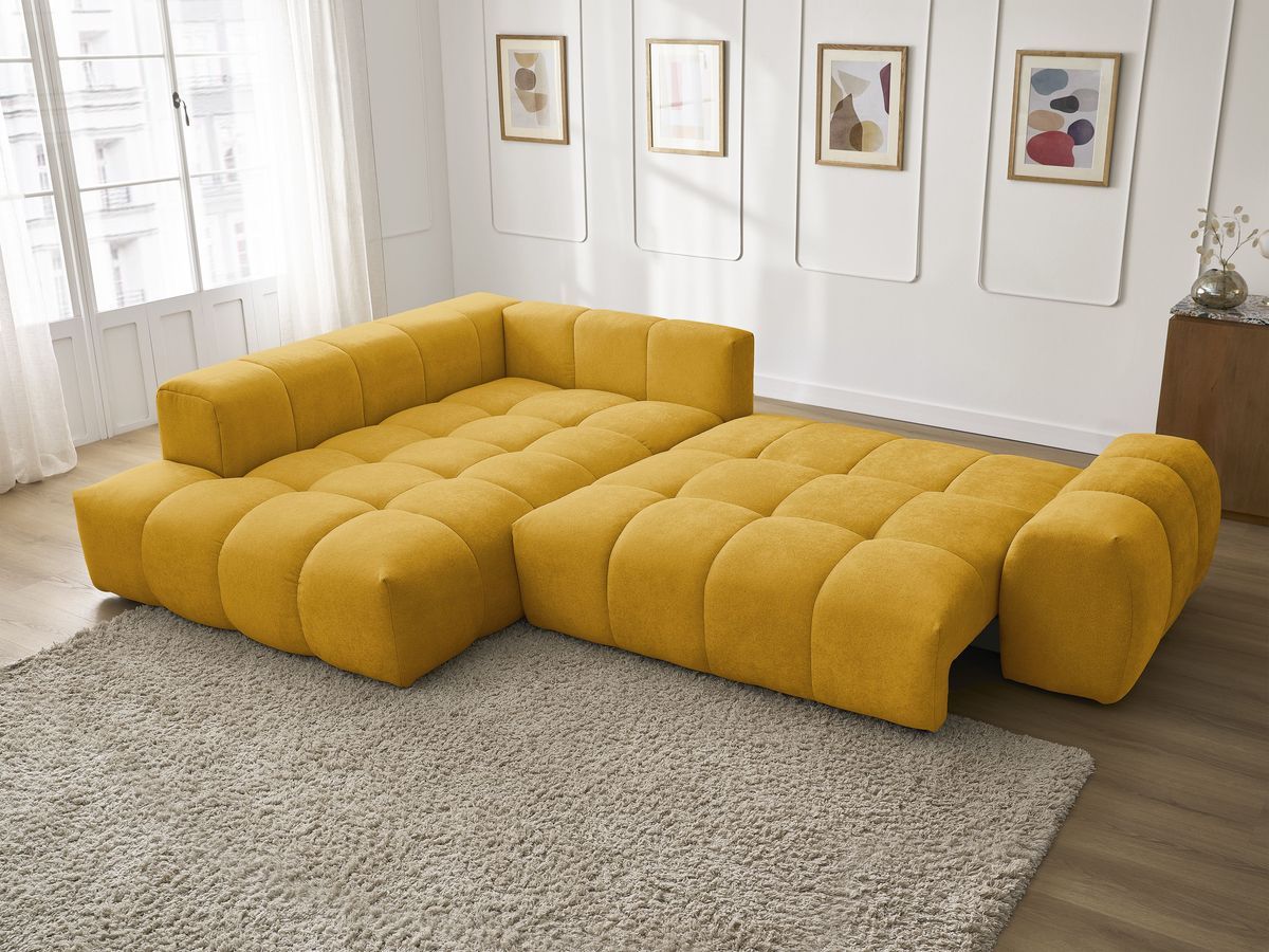 Canapé d'angle L convertible coffre EVEREST tissu texturé