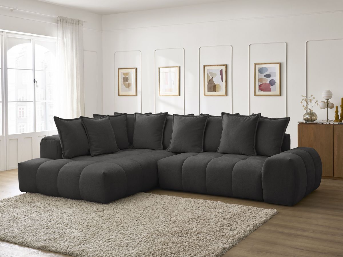 Canapé d'angle L convertible coffre EVEREST tissu texturé
