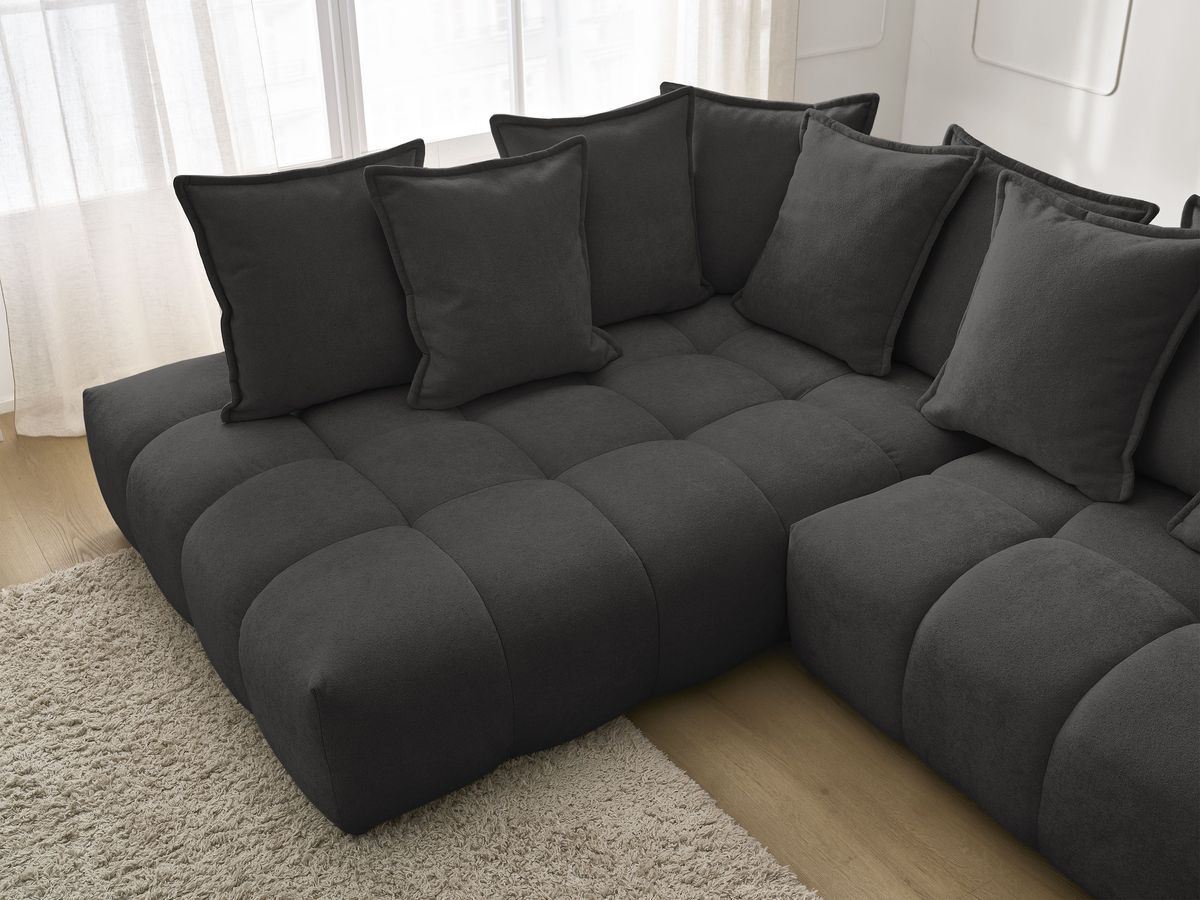 Canapé d'angle L convertible coffre EVEREST tissu texturé