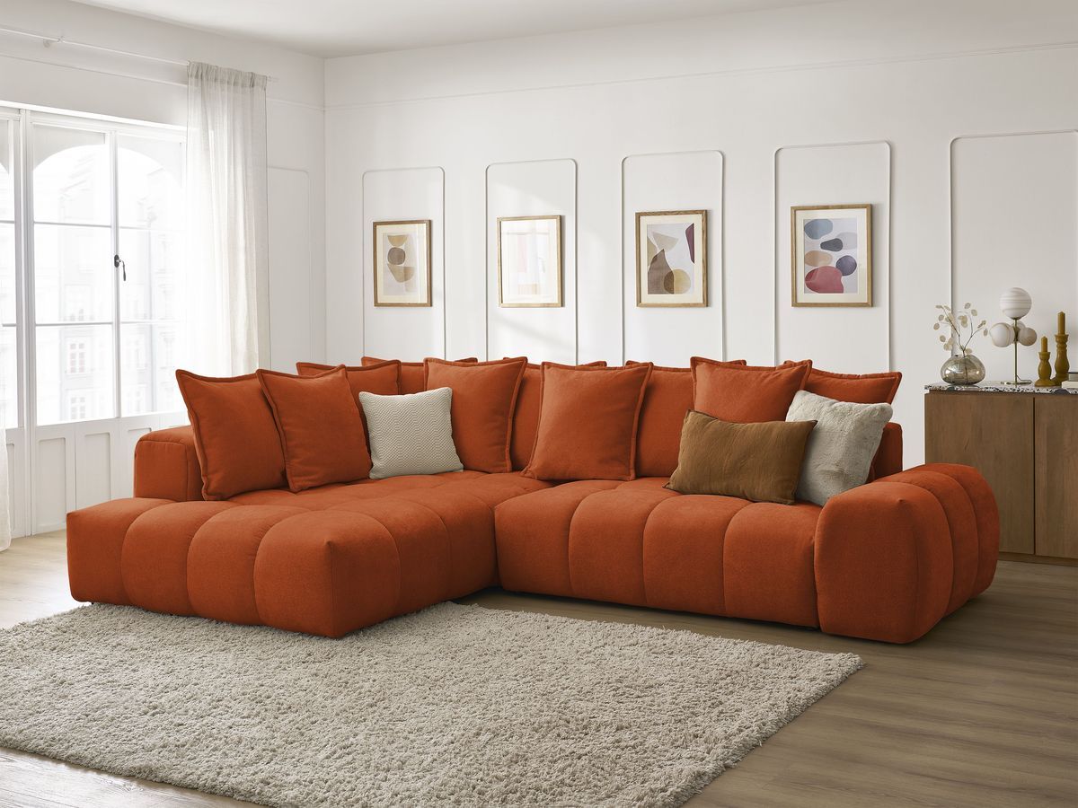 Canapé d'angle L convertible coffre EVEREST tissu texturé