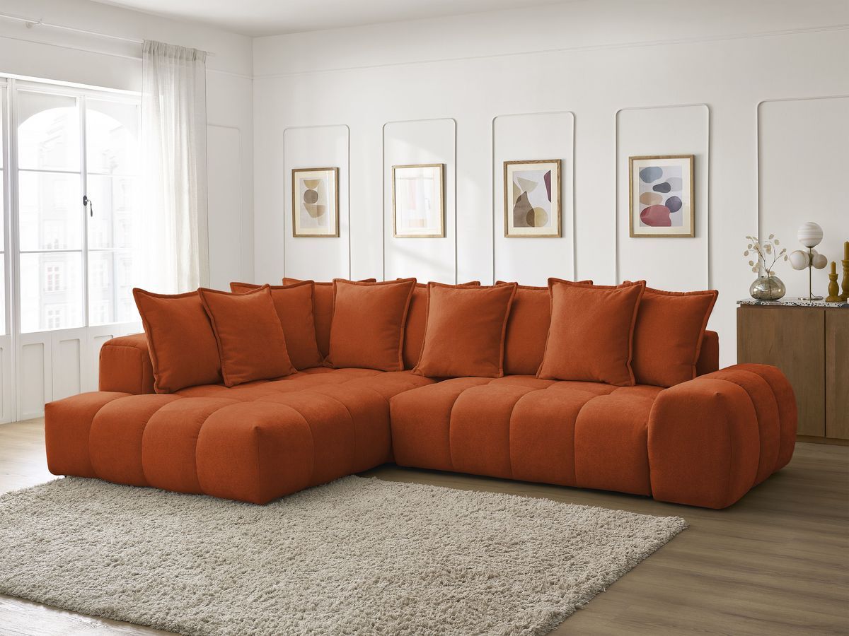 Canapé d'angle L convertible coffre EVEREST tissu texturé