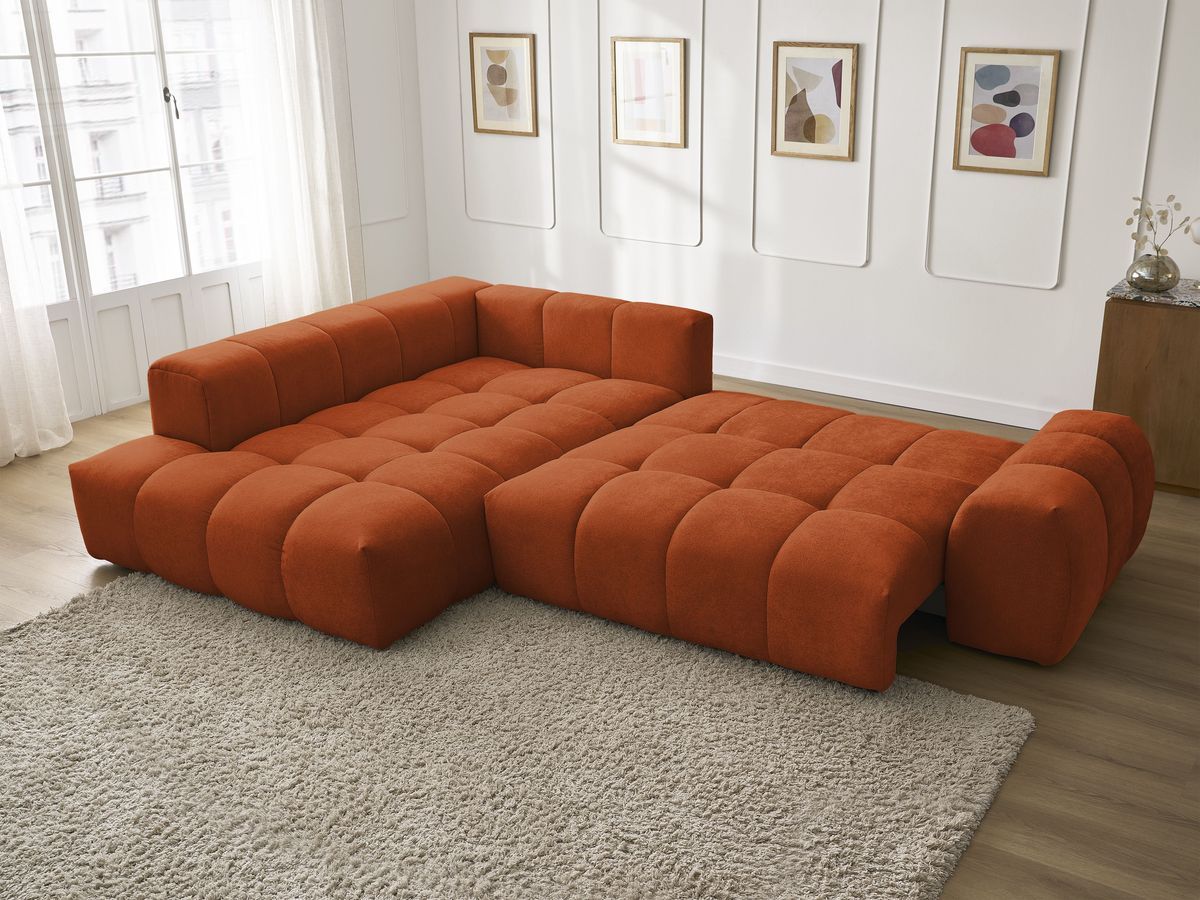 Canapé d'angle L convertible coffre EVEREST tissu texturé