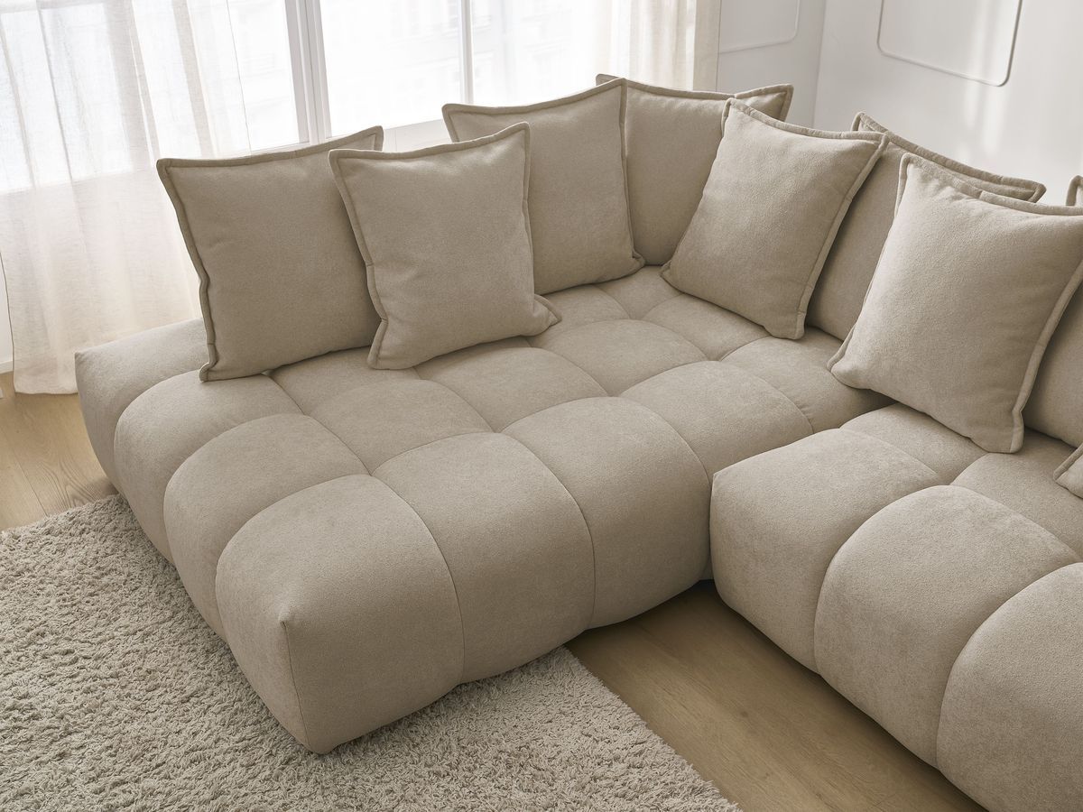 Canapé d'angle L convertible coffre EVEREST tissu texturé