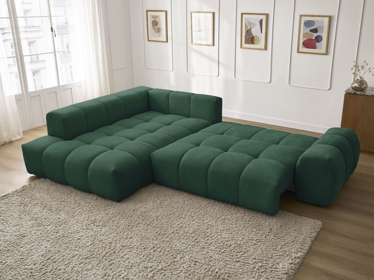 Canapé d'angle L convertible coffre EVEREST tissu texturé