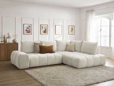 Canapé d'angle L convertible coffre EVEREST tissu texturé