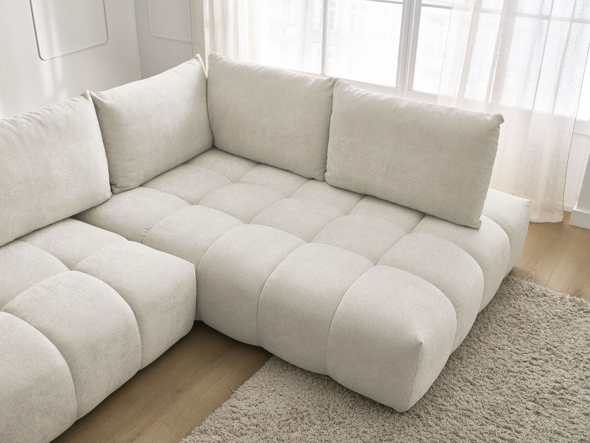 Canapé d'angle L convertible coffre EVEREST tissu texturé