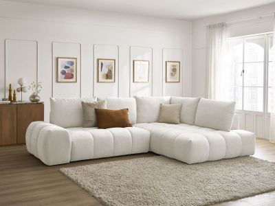 Canapé d'angle L convertible coffre EVEREST tissu texturé