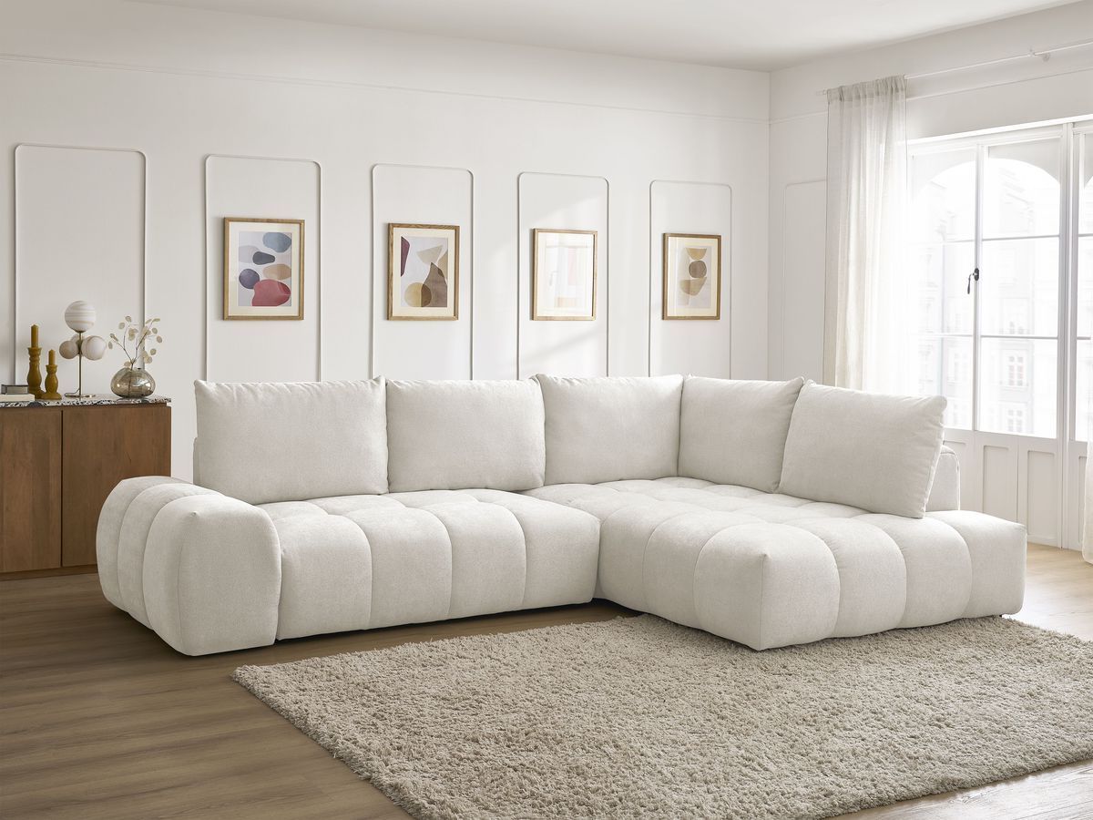 Canapé d'angle L convertible coffre EVEREST tissu texturé