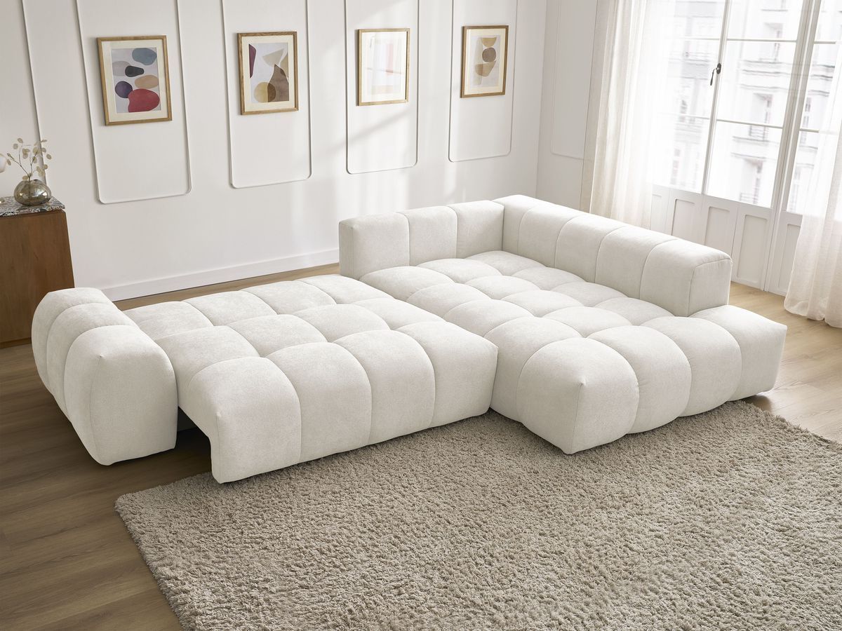 Canapé d'angle L convertible coffre EVEREST tissu texturé