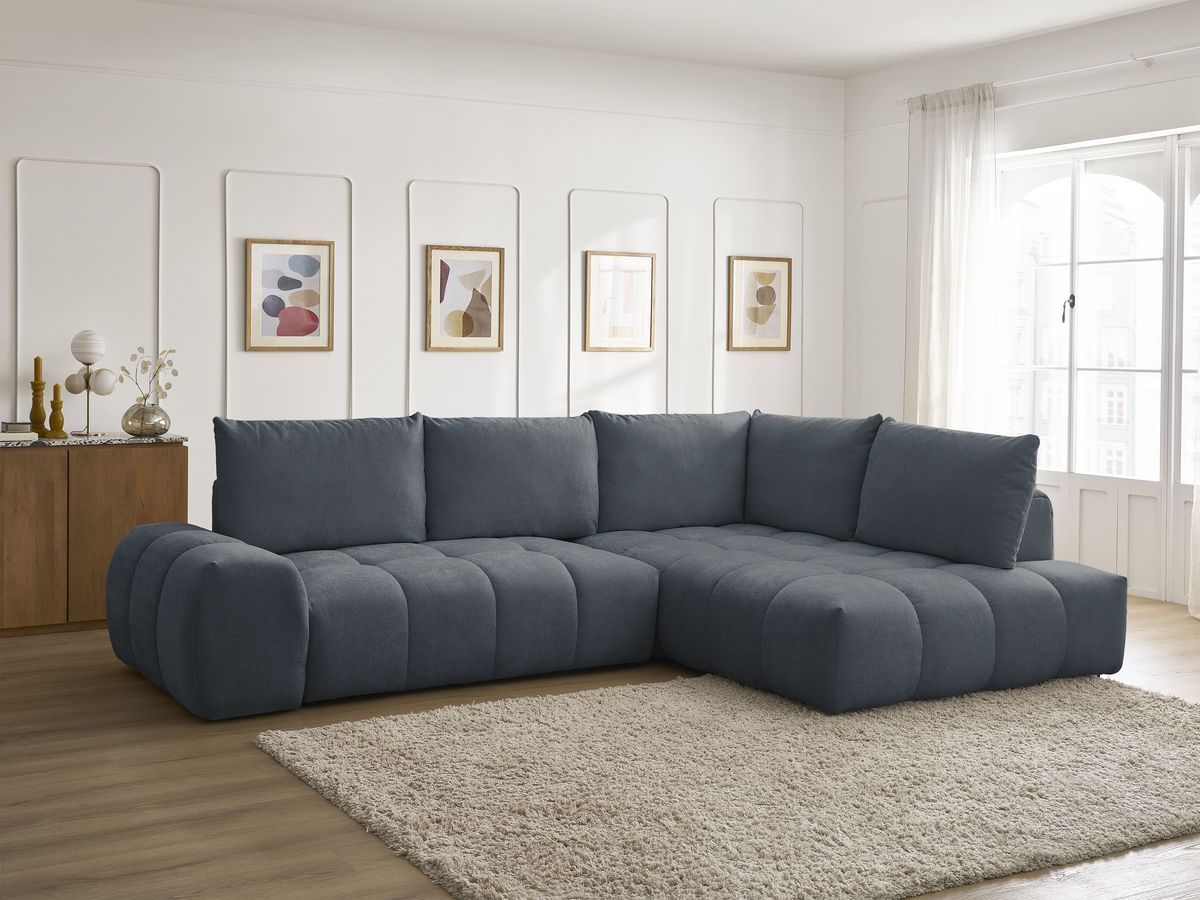 Canapé d'angle L convertible coffre EVEREST tissu texturé