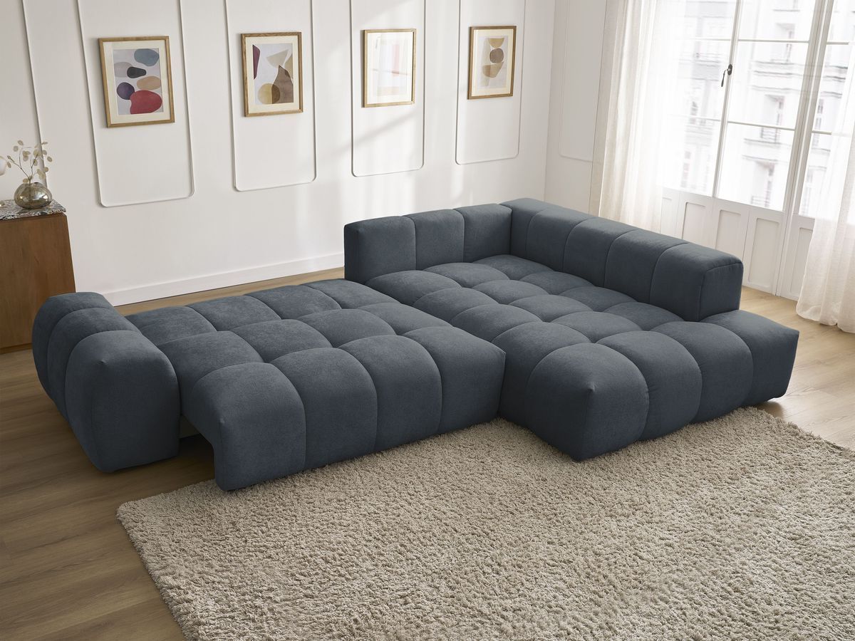 Canapé d'angle L convertible coffre EVEREST tissu texturé