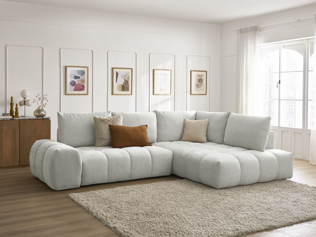 Canapé d'angle L convertible coffre EVEREST tissu texturé