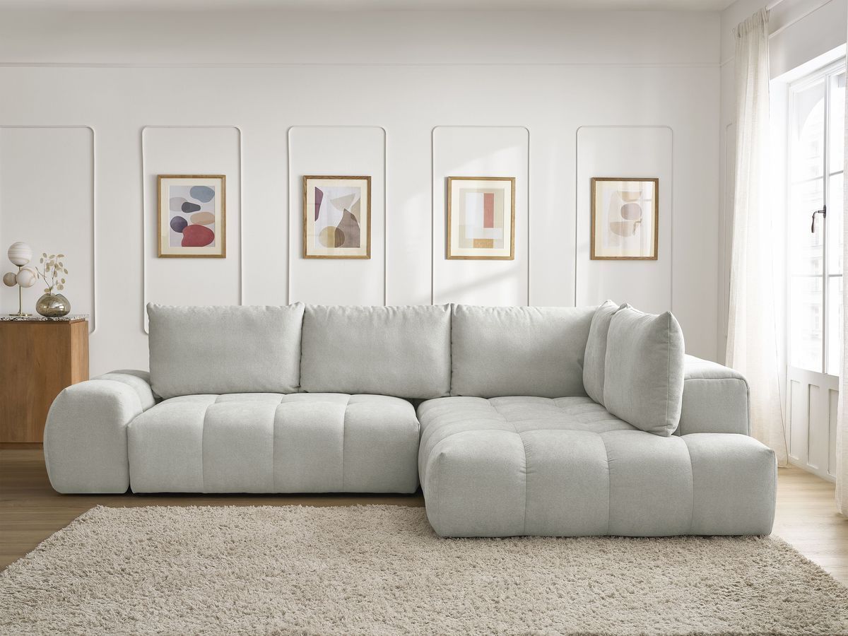 Canapé d'angle L convertible coffre EVEREST texturé gris clair — vue 5