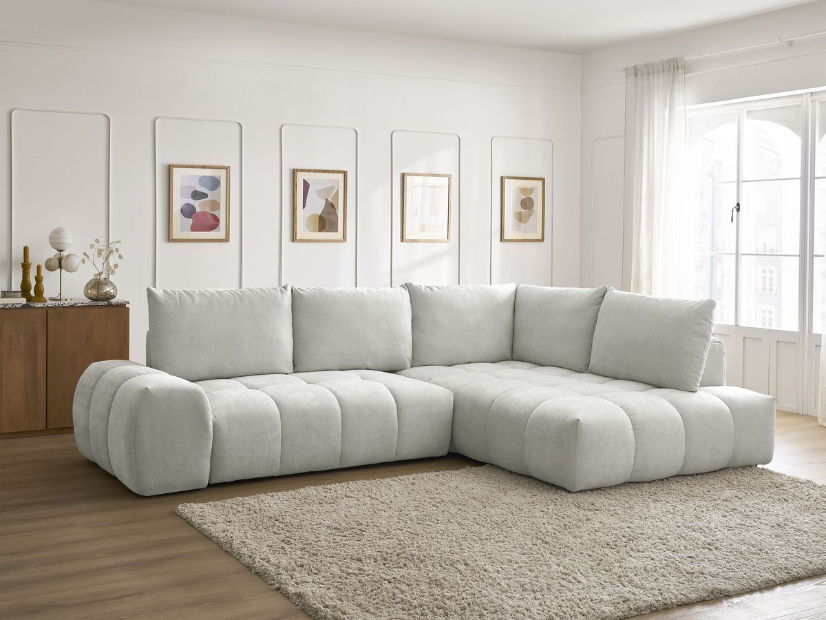 Canapé d'angle L convertible coffre EVEREST tissu texturé