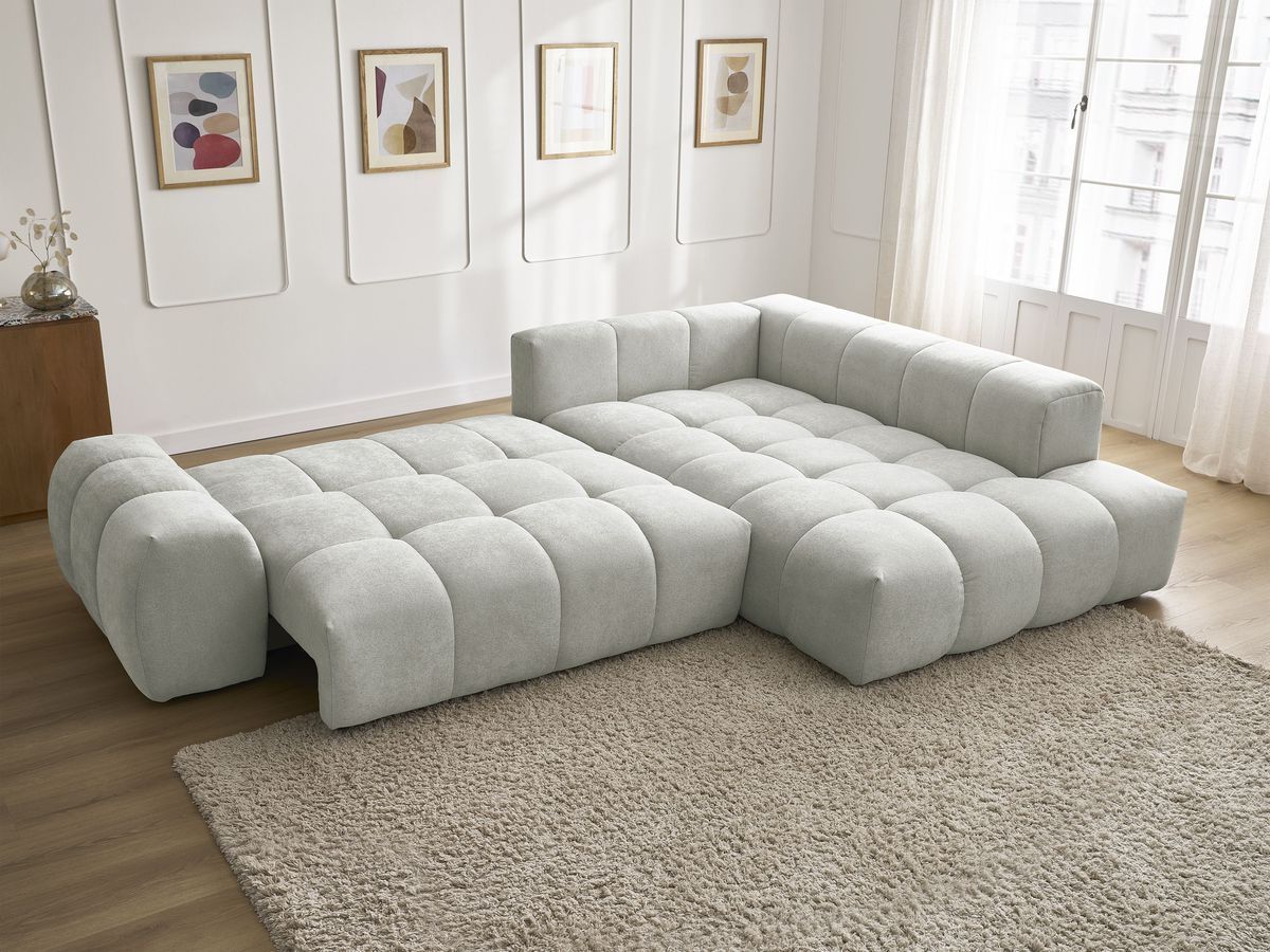 Canapé d'angle L convertible coffre EVEREST tissu texturé