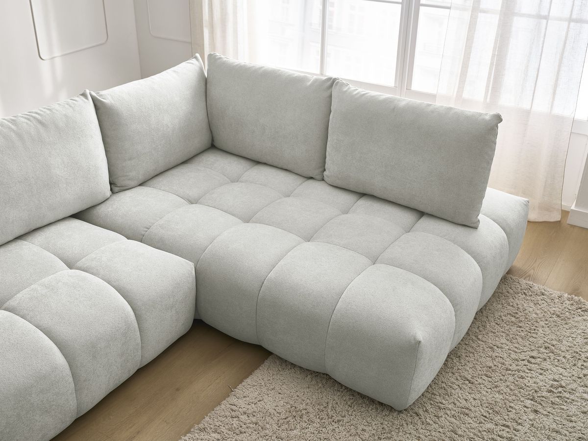 Canapé d'angle L convertible coffre EVEREST tissu texturé