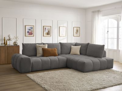 Canapé d'angle L convertible coffre EVEREST tissu texturé
